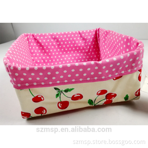 DIY bag cherry and dot cotton pink fabric organizer bag, home storage bag from China